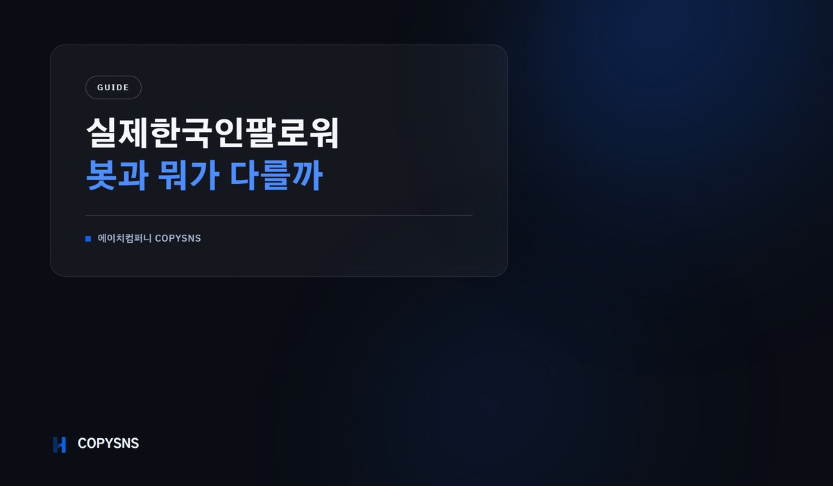 실제한국인팔로워와 봇 팔로워의 차이